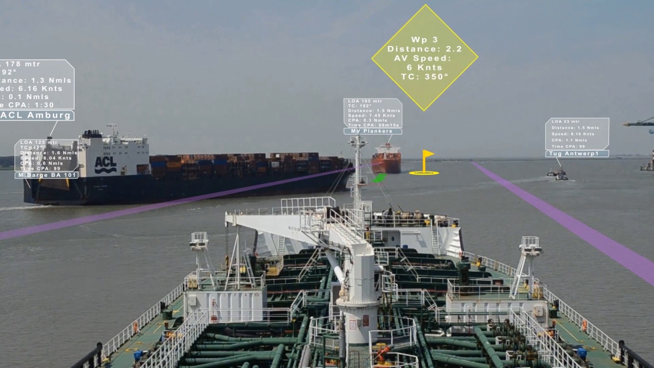 A ship is being steered with AR control systems